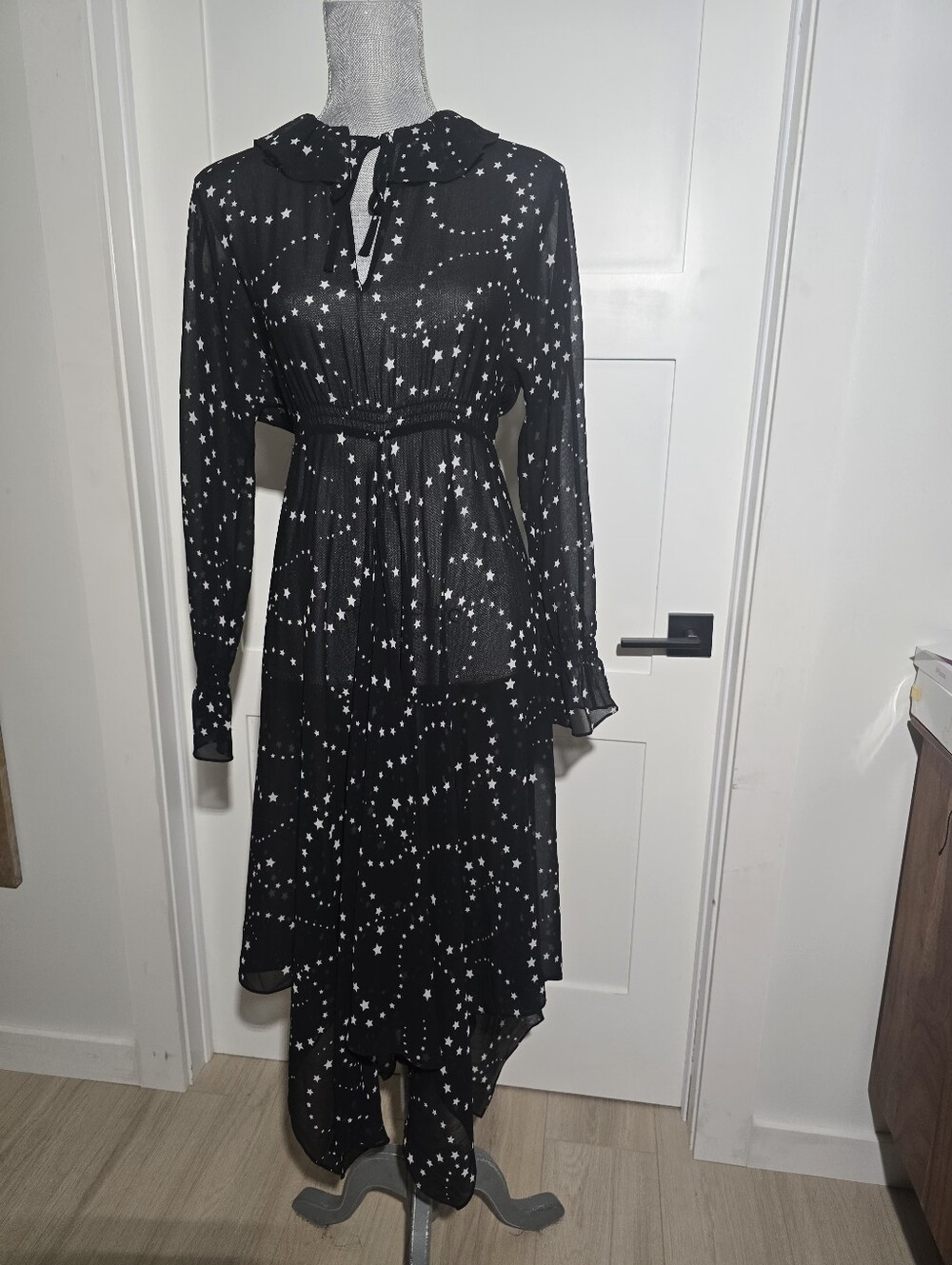 MAJE retro Star Print Sheer Dress